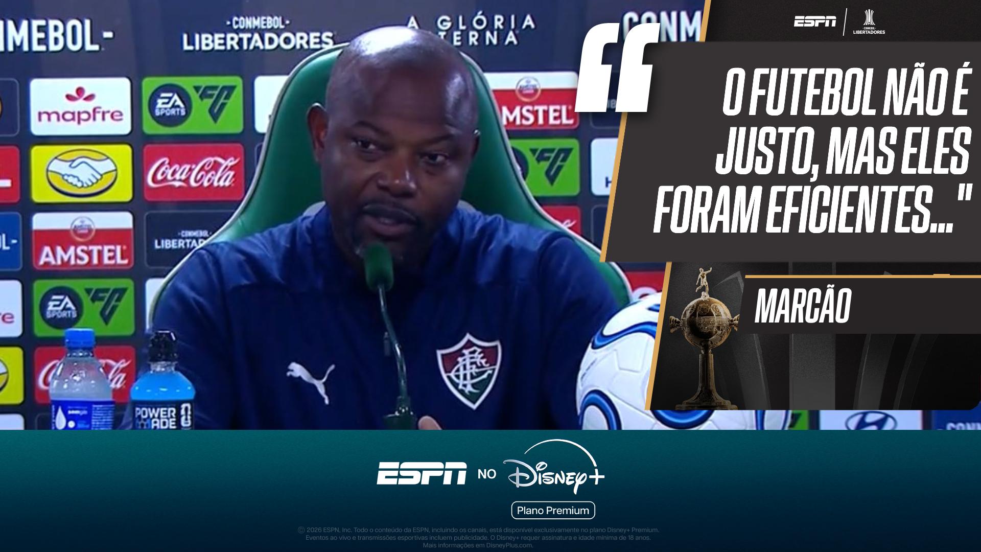 Marcão lamenta eliminação do Fluminense na semifinal da Libertadores: 'Jogamos três tempos muito melhores do que eles'
