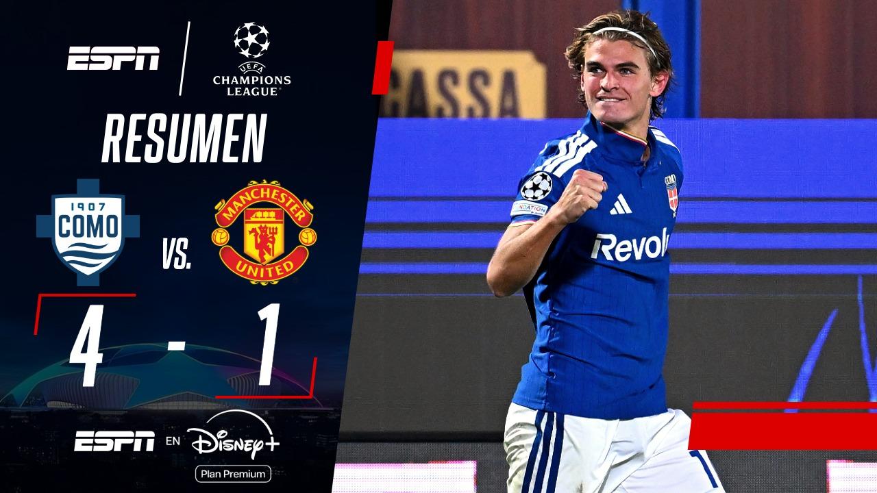 Con un Nico Paz descomunal, Como goleó ante Manchester United en la Champions