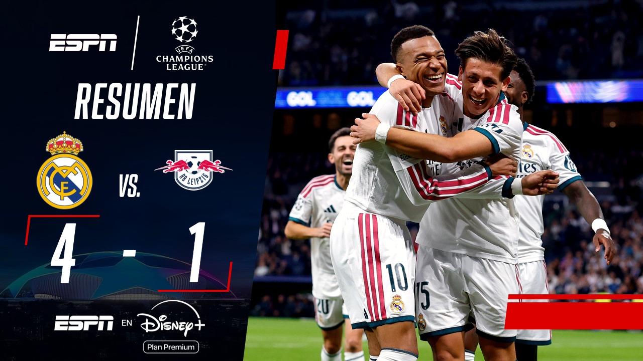 Real Madrid goleó al Leipzig de Demichelis en la Champions League