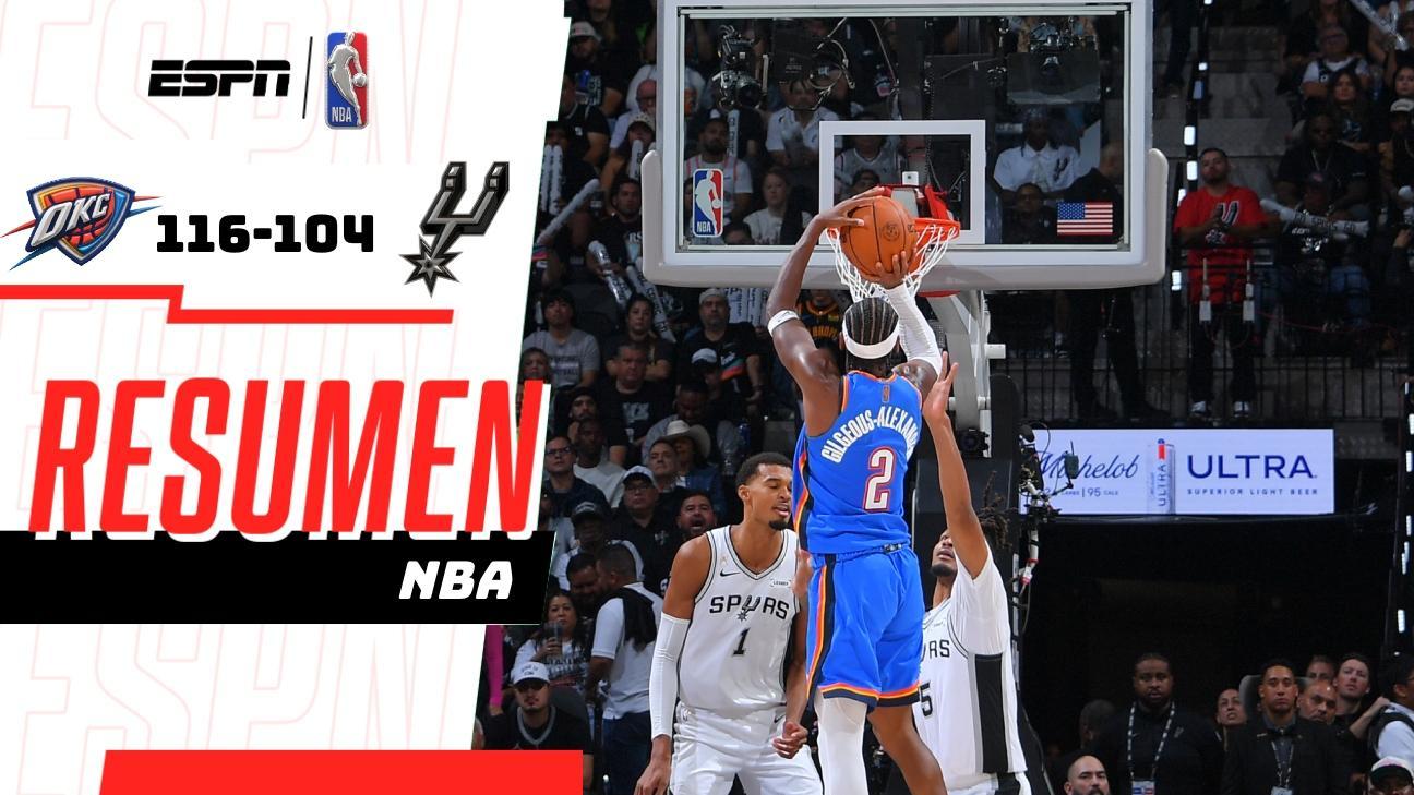 Thunder arranca la temporada con victoria 116-104 sobre Spurs