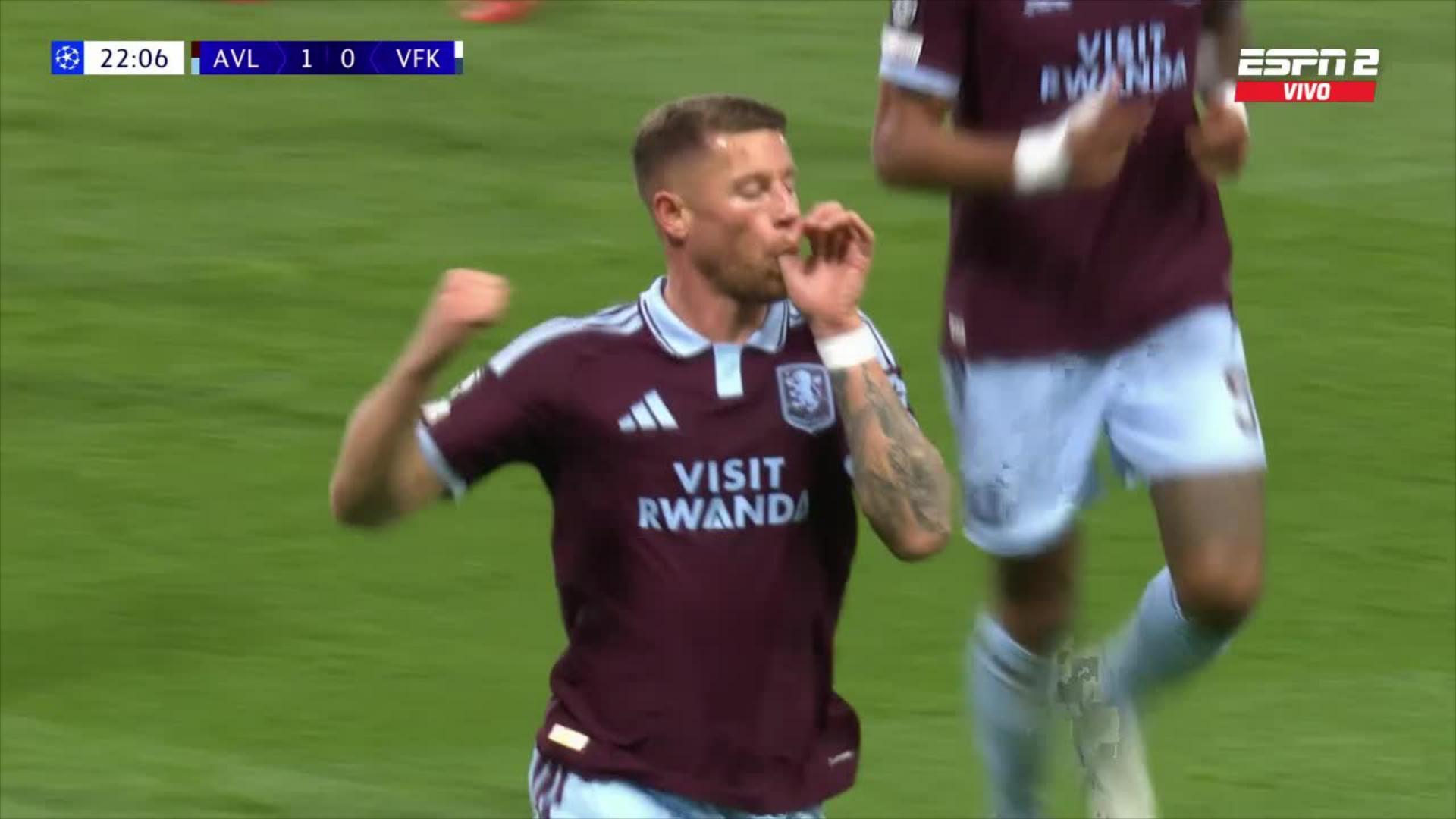 ¡Cabezazo goleador de Barkley para el 1-0 del Aston Villa!