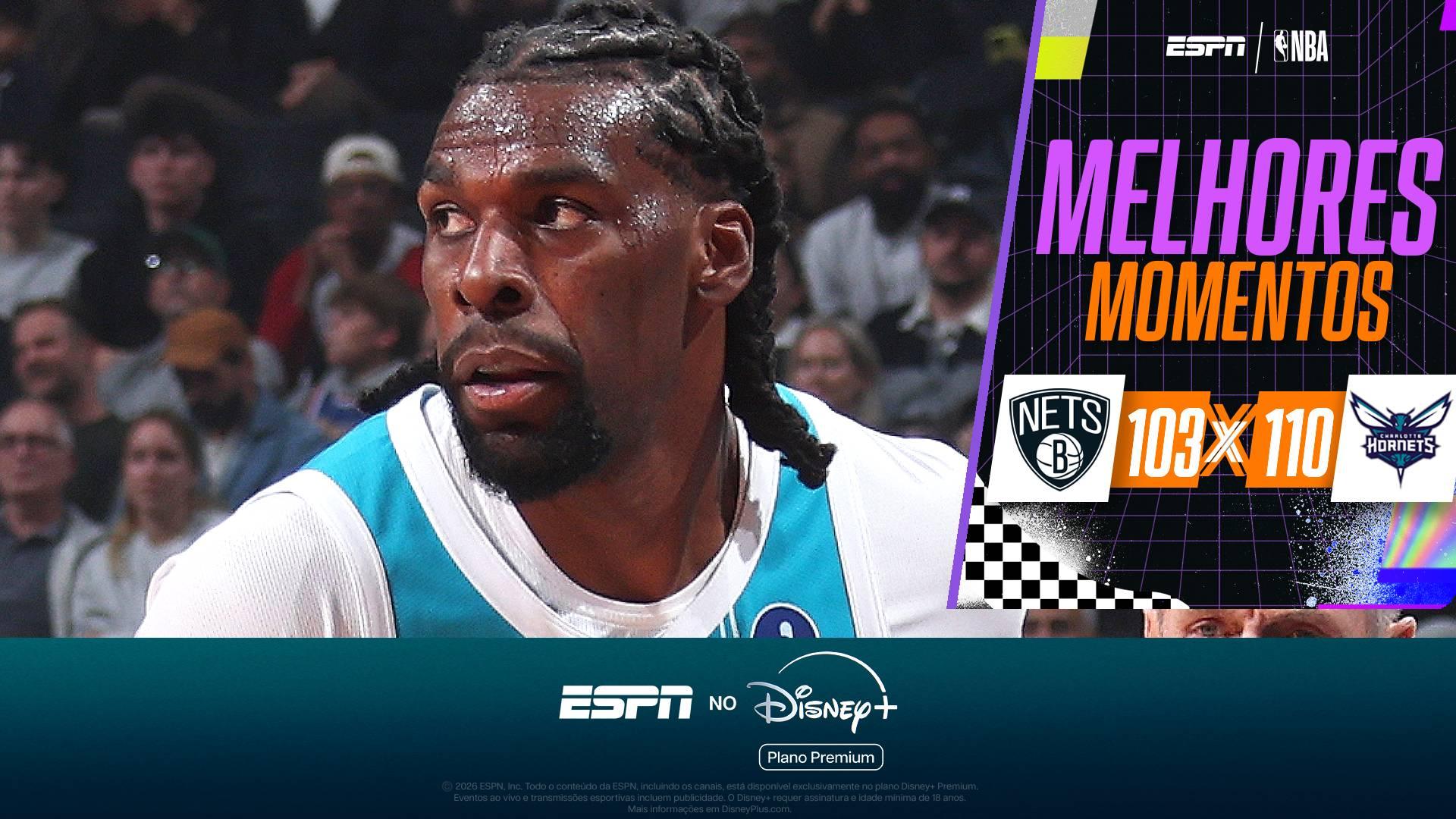 Naz Reid flerta com triplo-duplo em vitória emocionante dos Hornets sobre os Nets