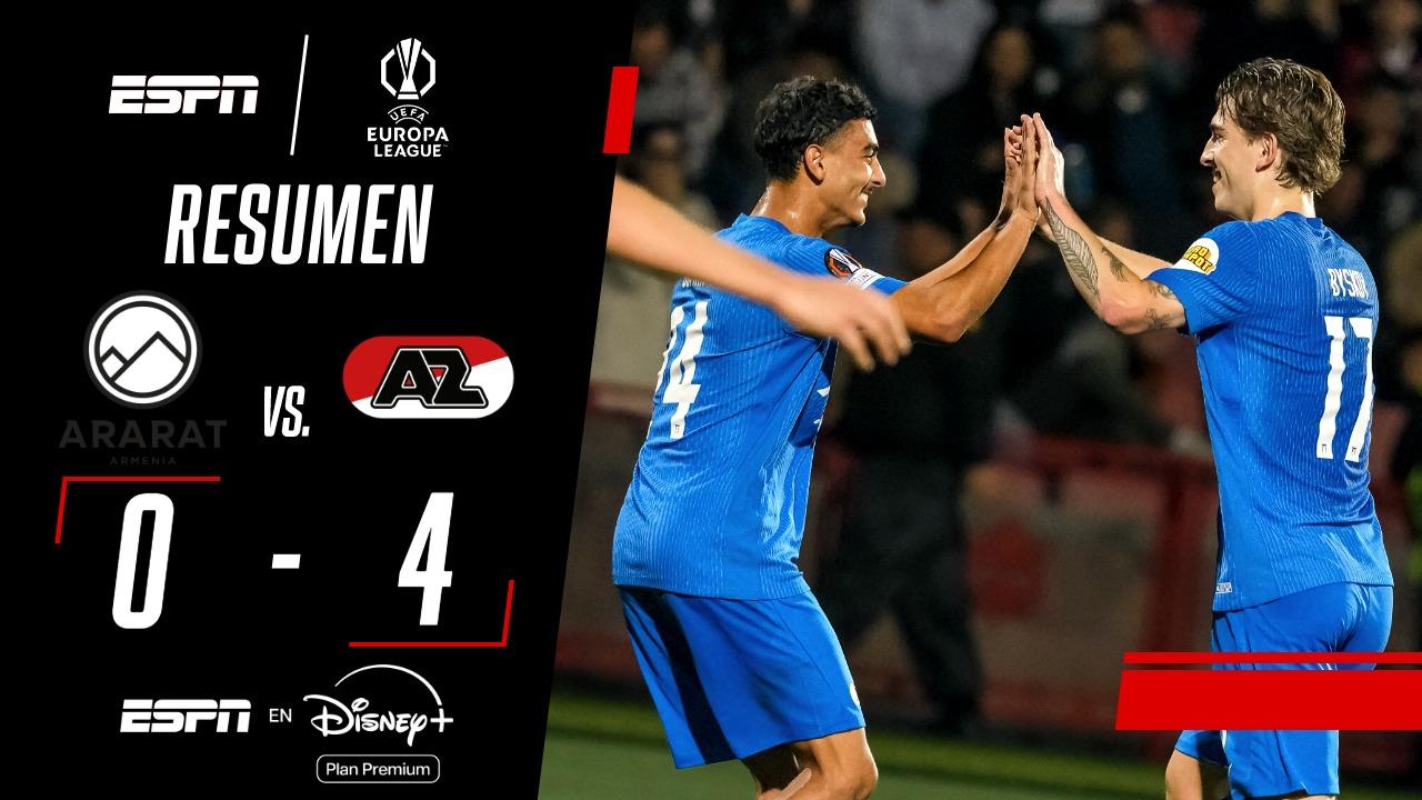 Goleada del AZ Alkmaar contra el Ararat, incluyendo una joya de tiro libre