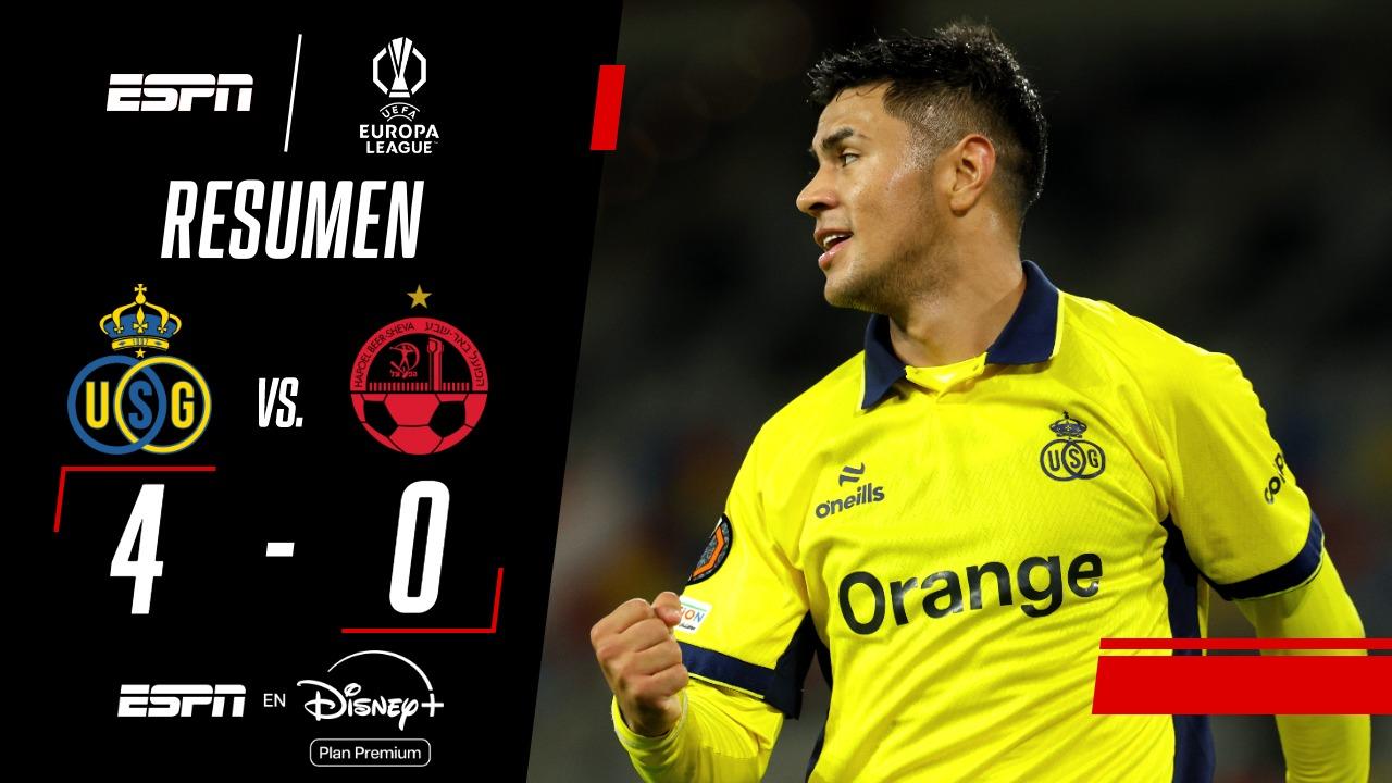 Dylan Aquino se anotó en la goleada de Union SG en la Europa League