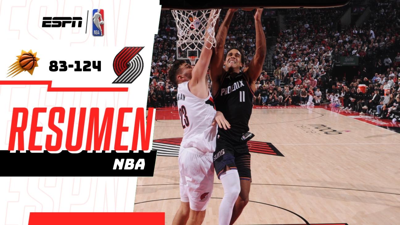 Blazers arrasa con los Suns 124-83 y firma una paliza de 41 puntos