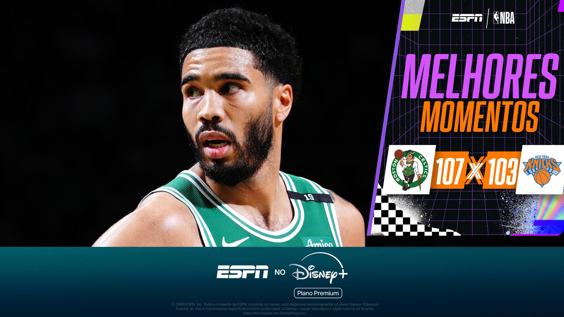 Tatum brilha no fim, anota 36 pontos e Celtics vencem os atuais campeões Knicks; melhores momentos