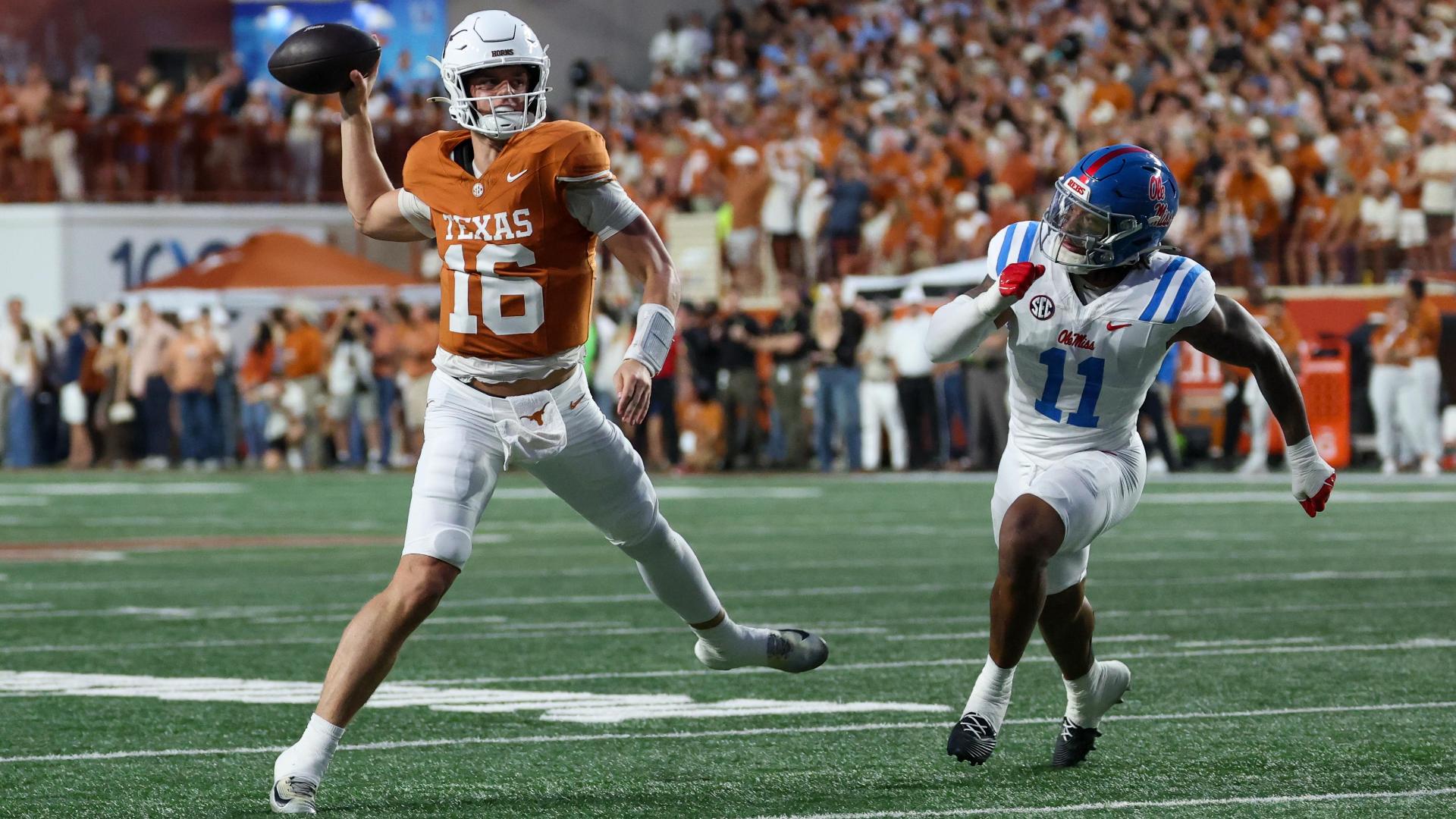Arch Manning and No. 19 Texas hang on to beat No. 7 Ole Miss 34-27 after blowing 21-point lead