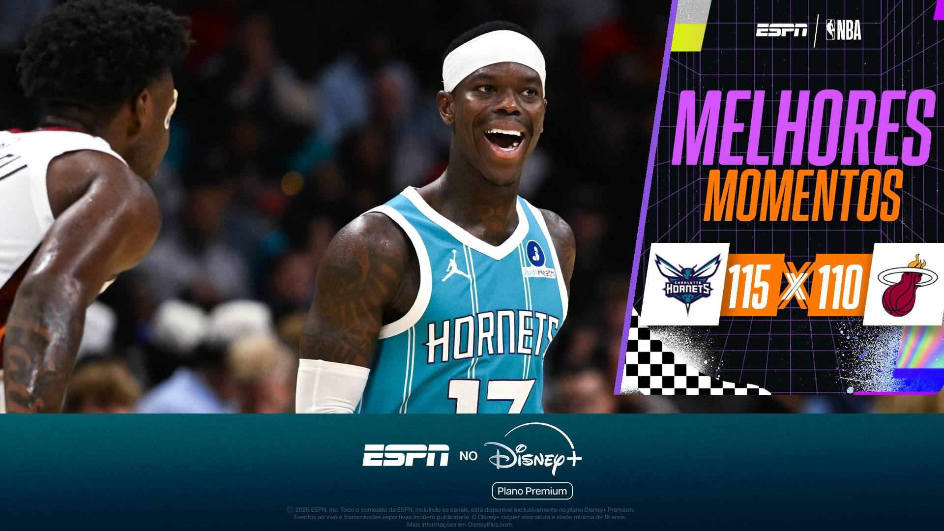 Heat tem 'apagão', reage no fim, mas não consegue evitar derrota para os Hornets