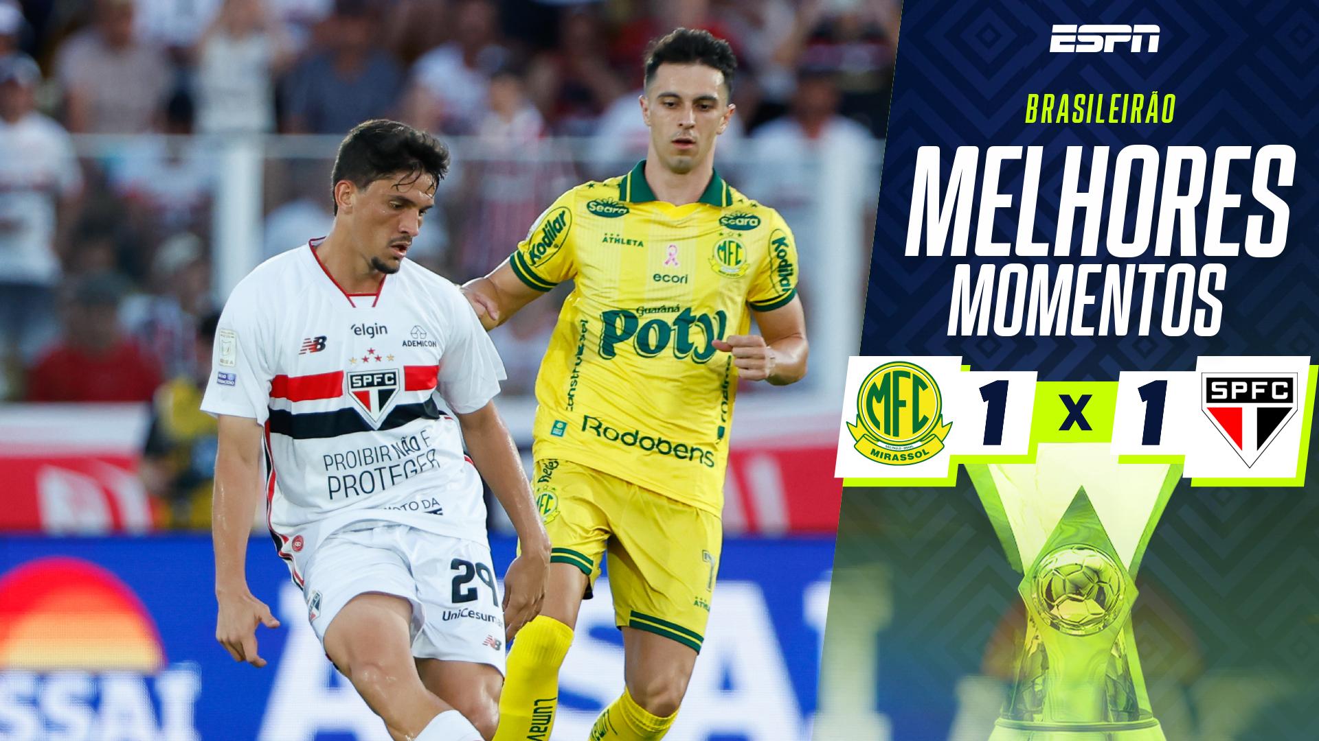 São Paulo e Mirassol empatam em 1 a 1 no Brasileirão; VEJA melhores momentos