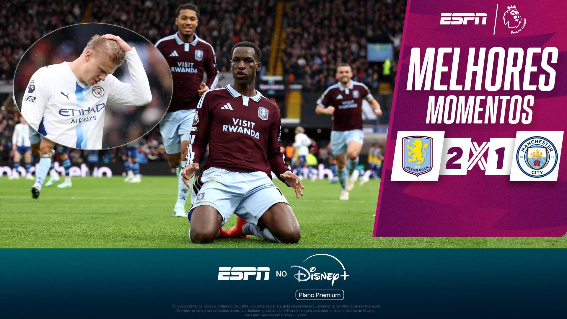 Aston Villa quebra invencibilidade do Manchester City em dia de Nicolas Jackson na Premier League; VEJA