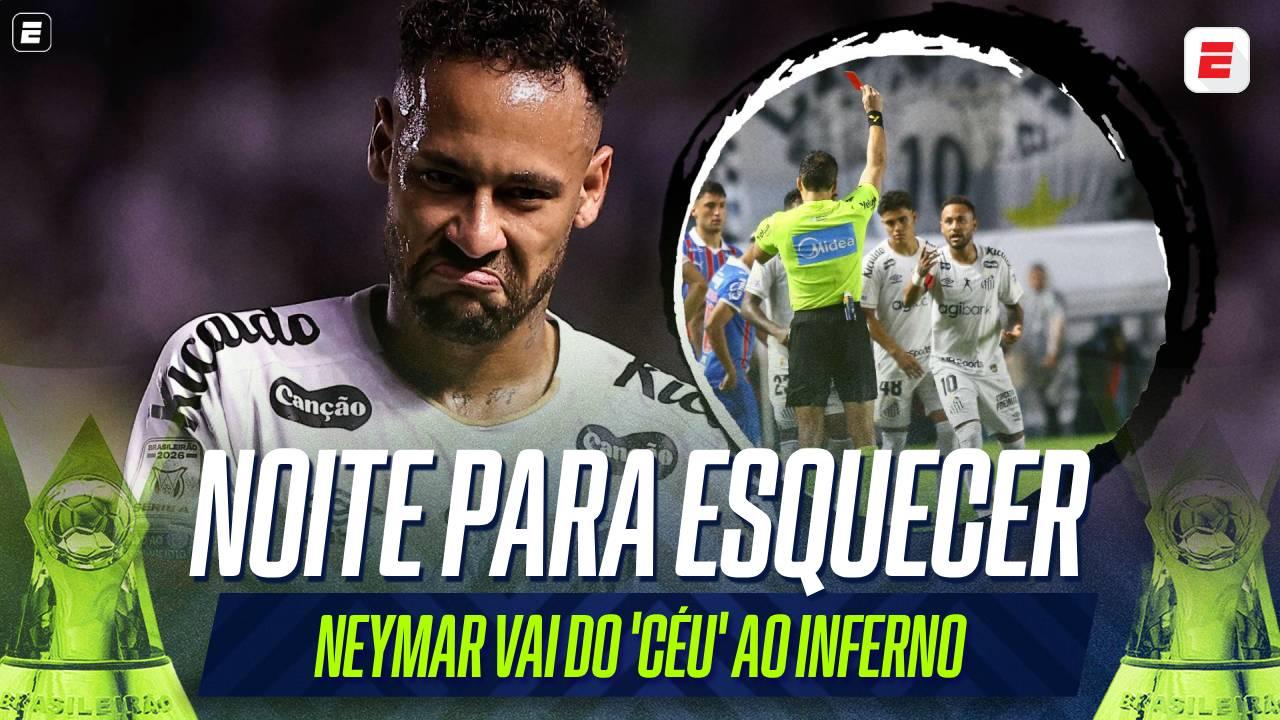 De assistência em gol anulado a expulsão bizarra: os lances de Neymar em Santos x Bahia