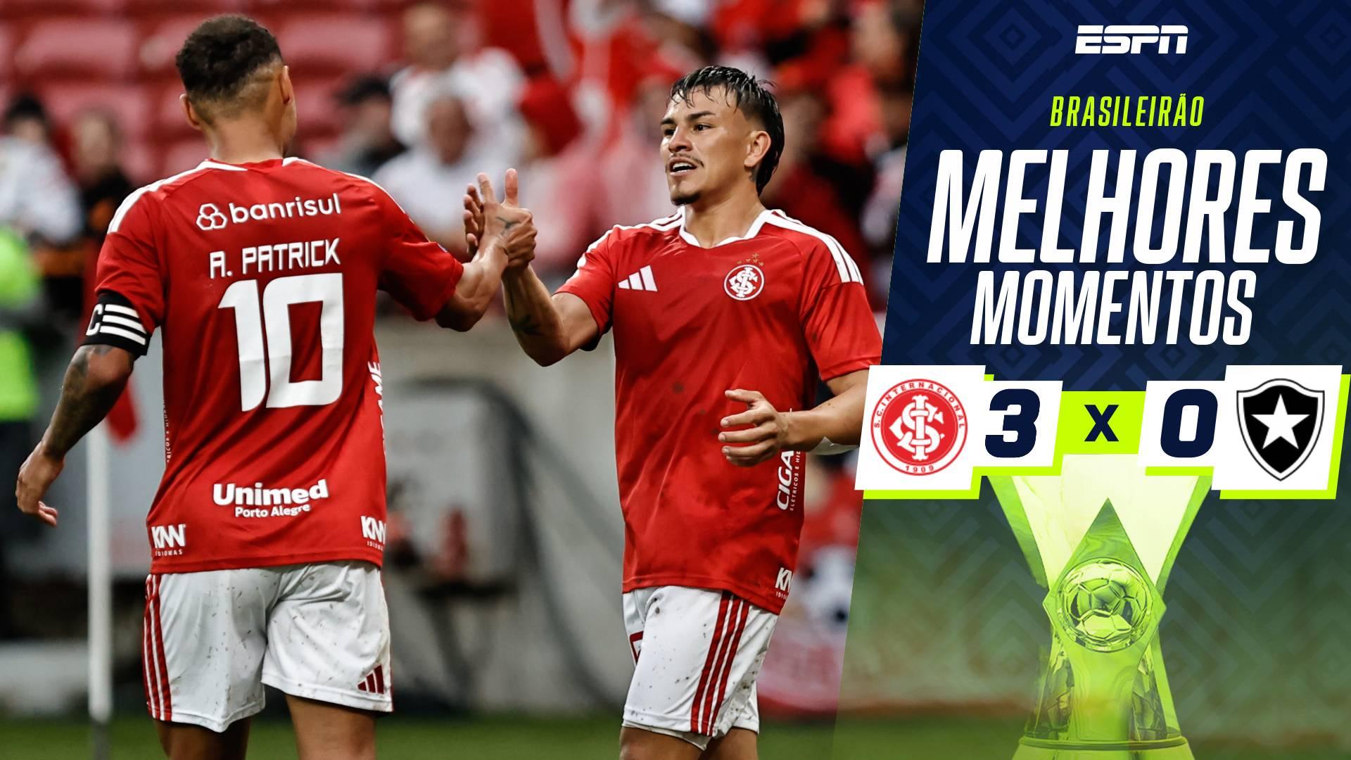 Internacional vence o Botafogo com autoridade pelo Brasileirão; VEJA os melhores momentos