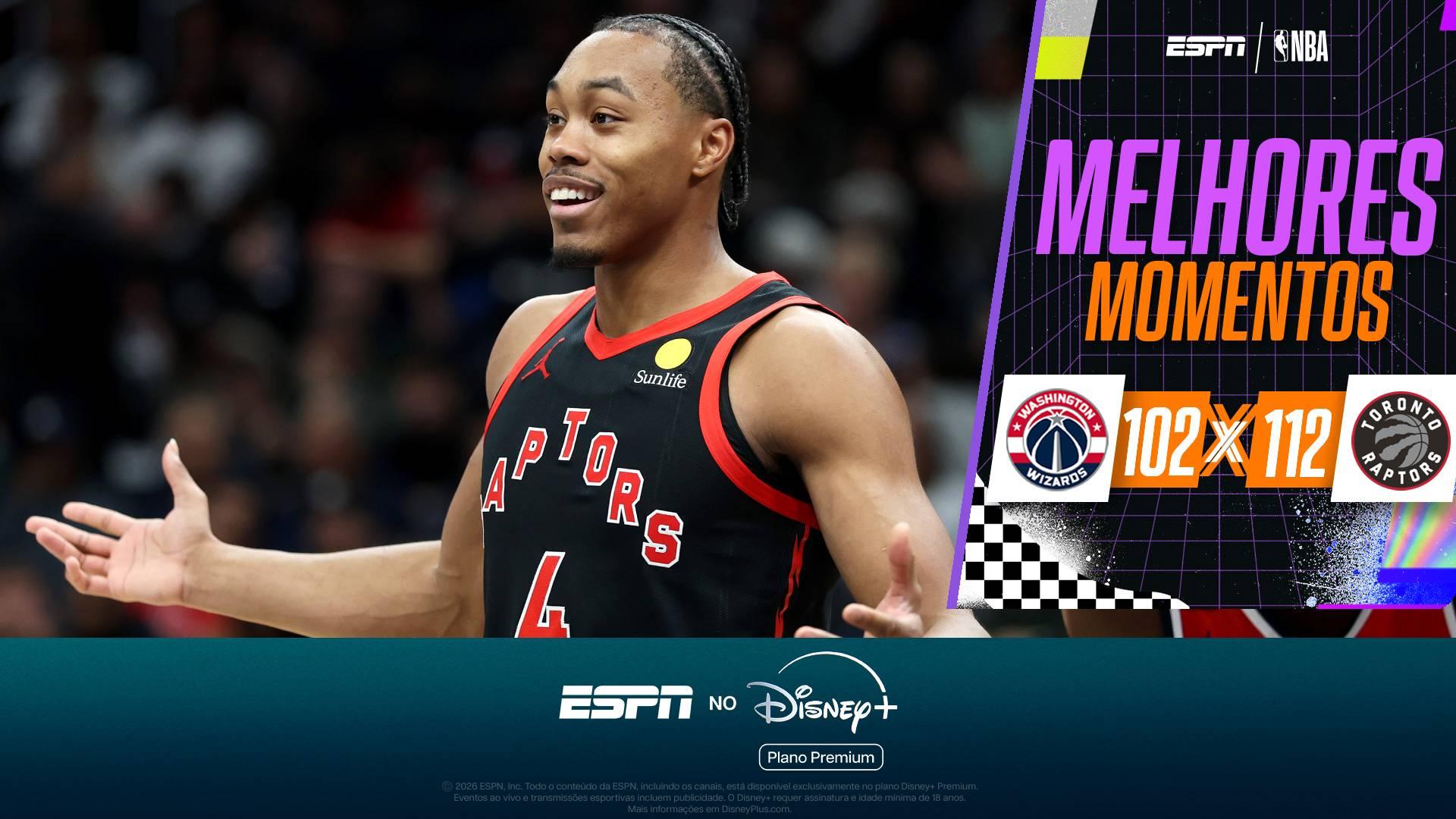 Scottie Barnes brilha, anota duplo-duplo e lidera vitória dos Raptors sobre os Wizards; VEJA os melhores momentos