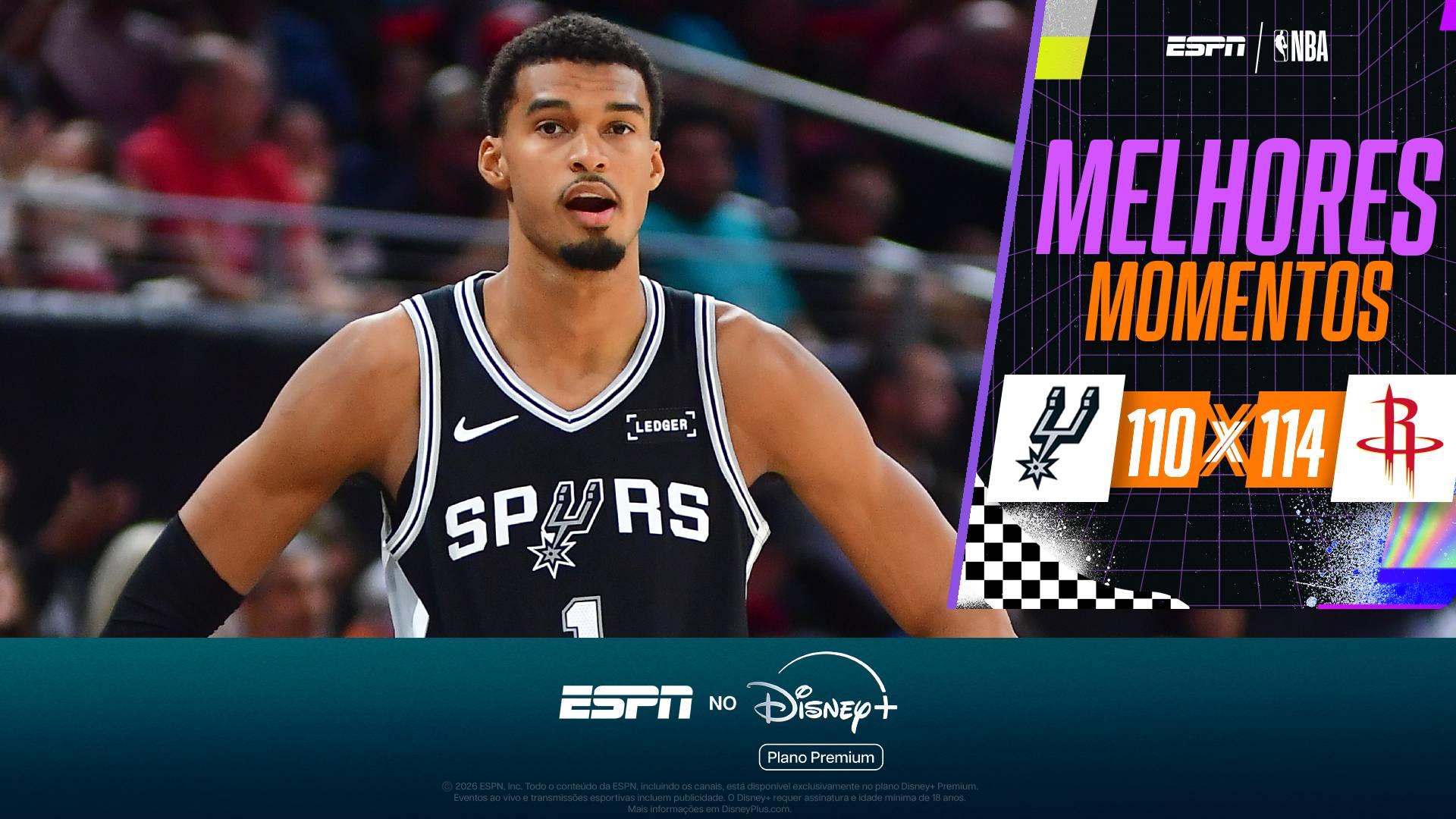Wembanyama brilha, mas Spurs perdem para os Rockets pela NBA; VEJA os melhores momentos