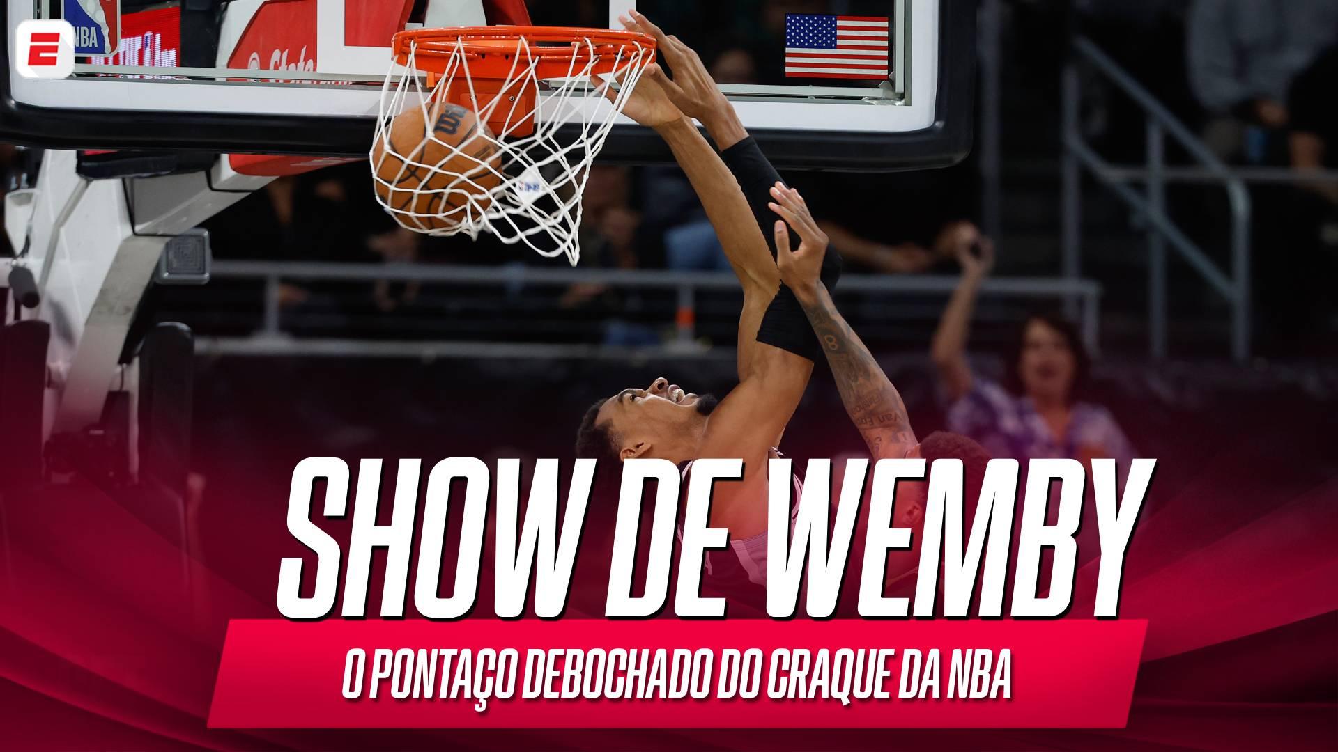 Wembanyama dá enterrada de costas espetacular e leva torcida à loucura pela NBA; VEJA o lance