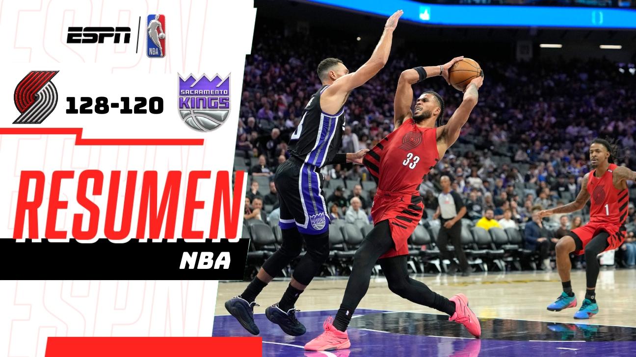 Los Blazers desatan su poder ofensivo en el tercer cuarto y derrotan 128-120 a los Kings