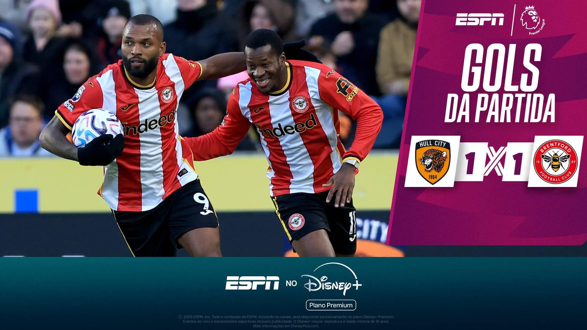 Hull converte pênalti, mas Brentford arranca empate com assistência de Igor Thiago; VEJA gols da partida