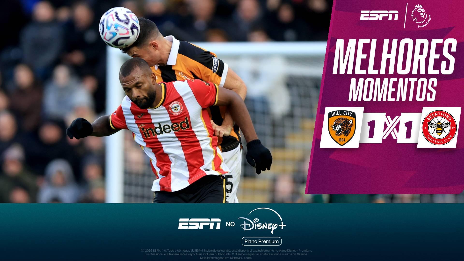 Brentford sai atrás, mas Igor Thiago dá assistência para garantir gol de empate contra o Hull City; melhores momentos
