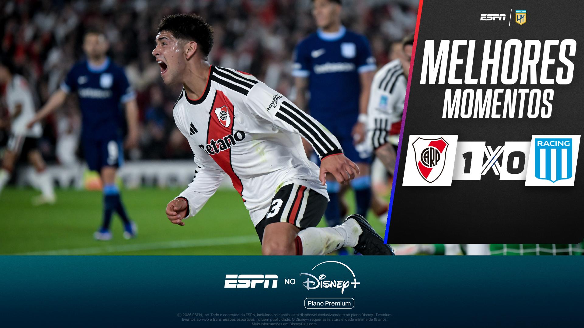 River Plate vence clássico contra o Racing por 1 a 0; VEJA os melhores momentos