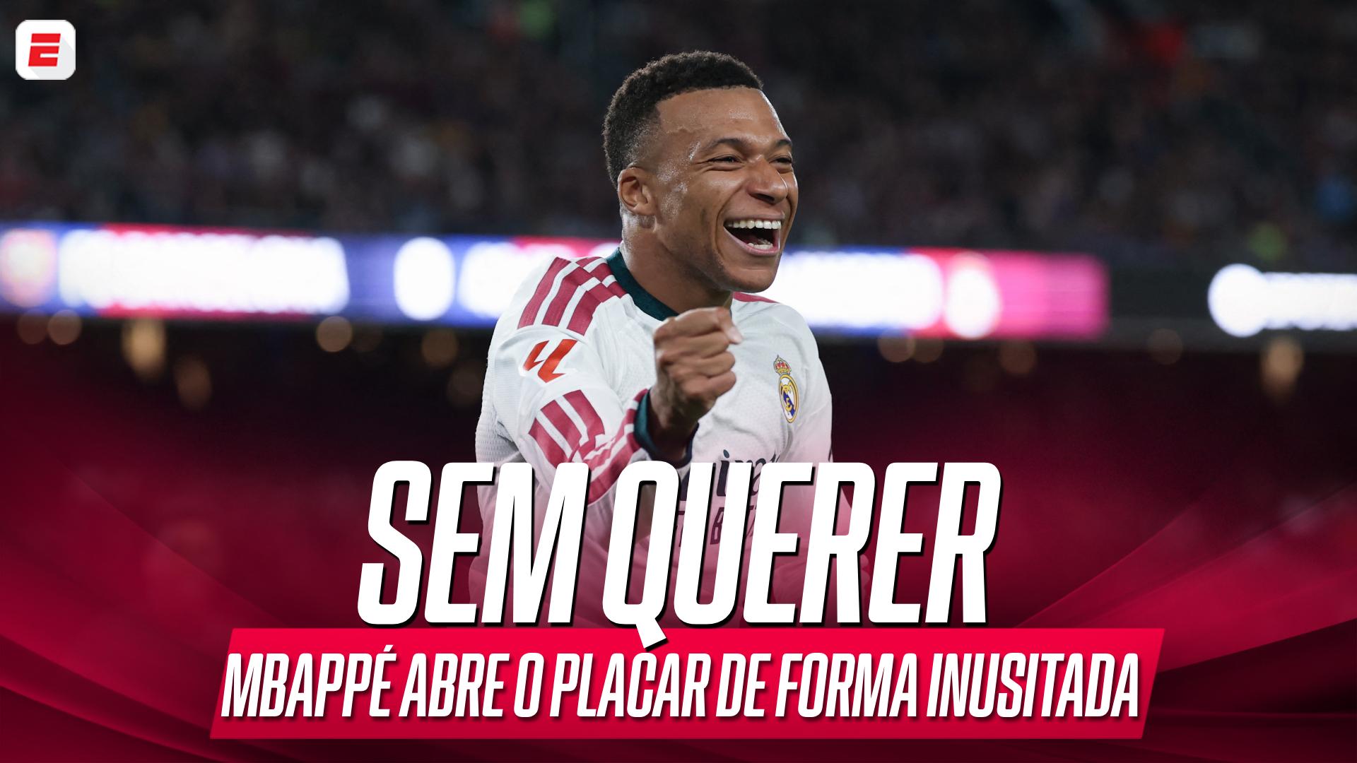Kylian Mbappé faz gol 'sem querer' e abre o placar no El Clásico