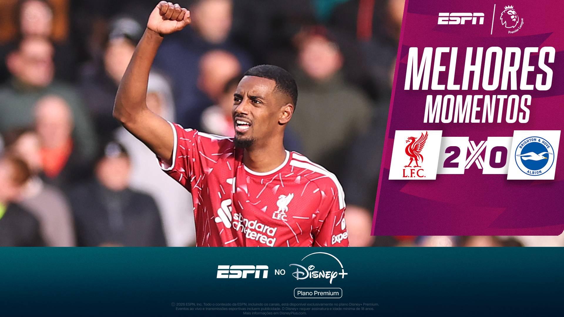 Liverpool, mesmo com susto de Alisson, vence Brighton com gol de Isak e 'ajudinha' de zagueiro rival