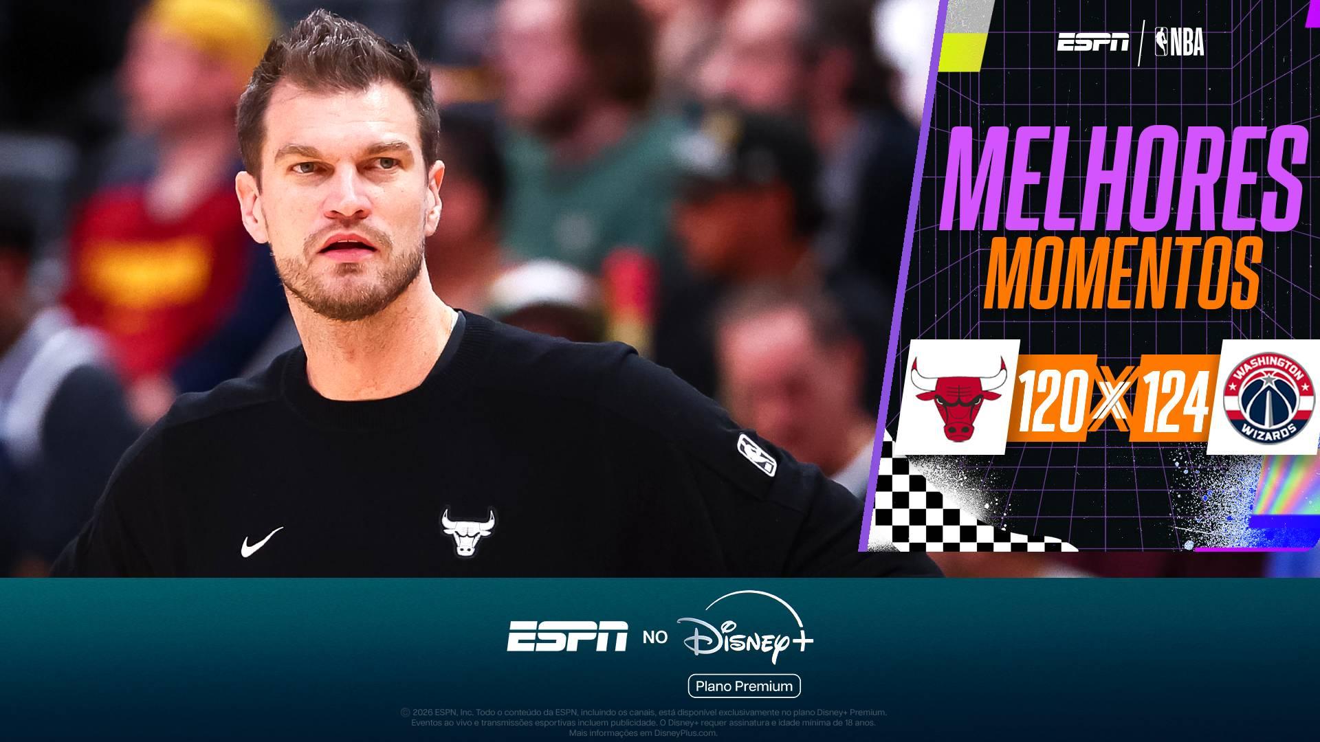 Chicago Bulls, do técnico brasileiro Tiago Splitter, acaba derrotado em casa pelo Washington Wizards na NBA