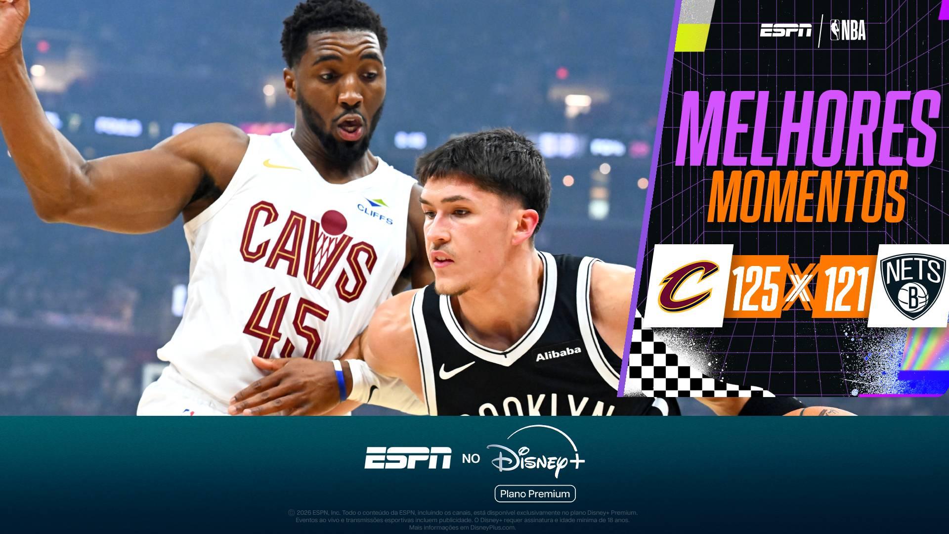 Cleveland Cavaliers segura reação do Brooklyn Nets e vence com 22 pontos de Donovan Mitchell