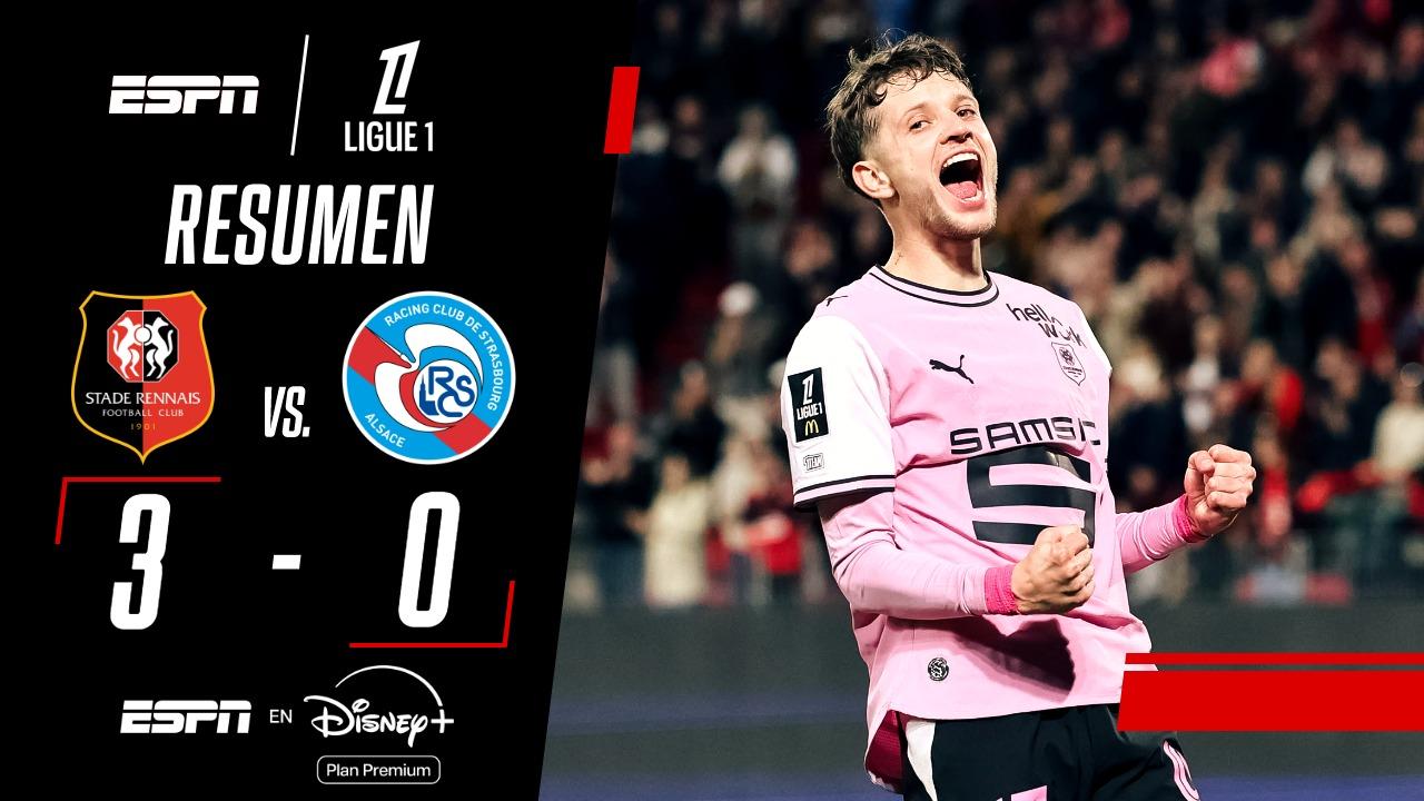 Rennes goleó al Estrasburgo y es líder de la Ligue 1