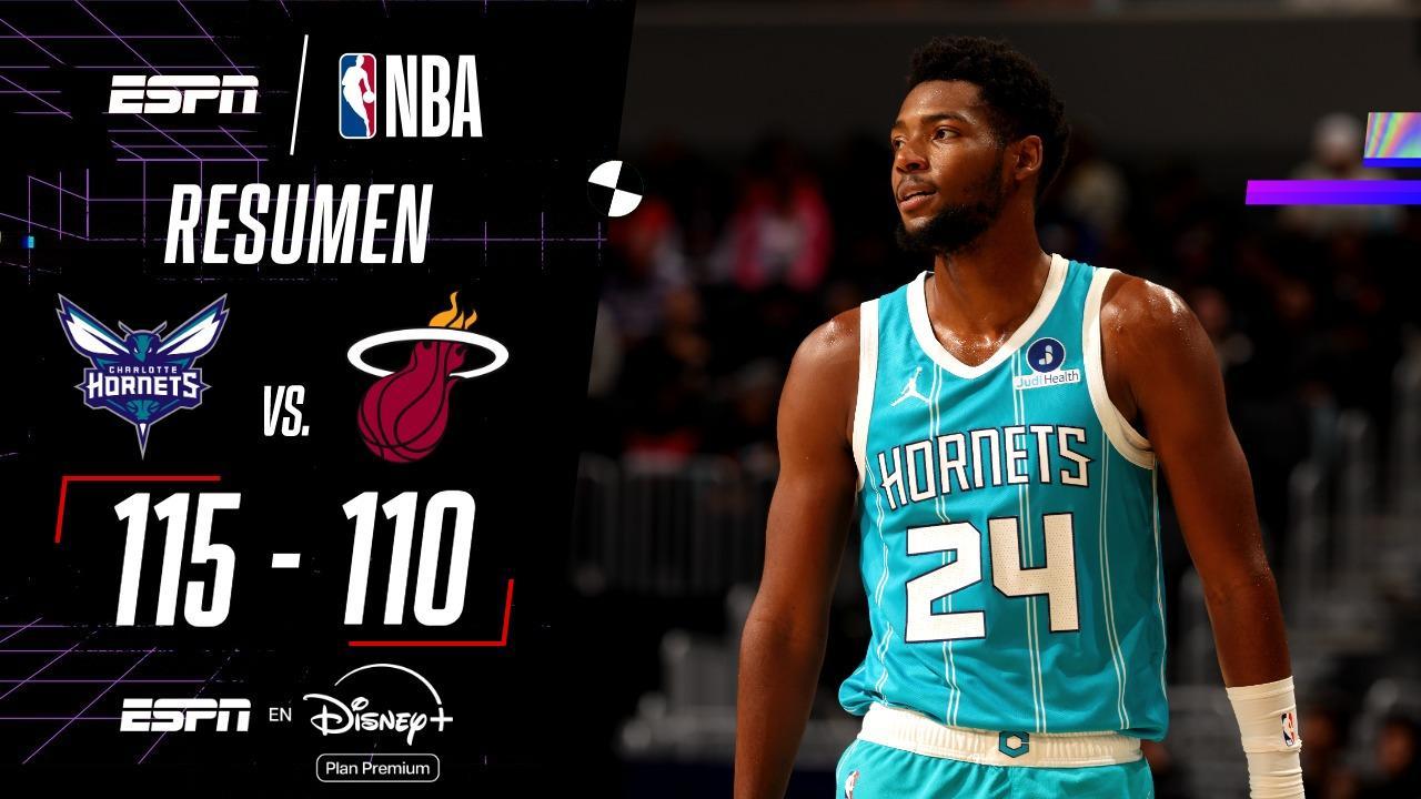 Charlotte venció a Miami 115-110 en la NBA