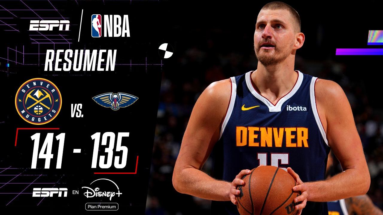 ¡Con triple-doble de Jokic y en suplementario, Denver celebró su primer triunfo en la NBA!