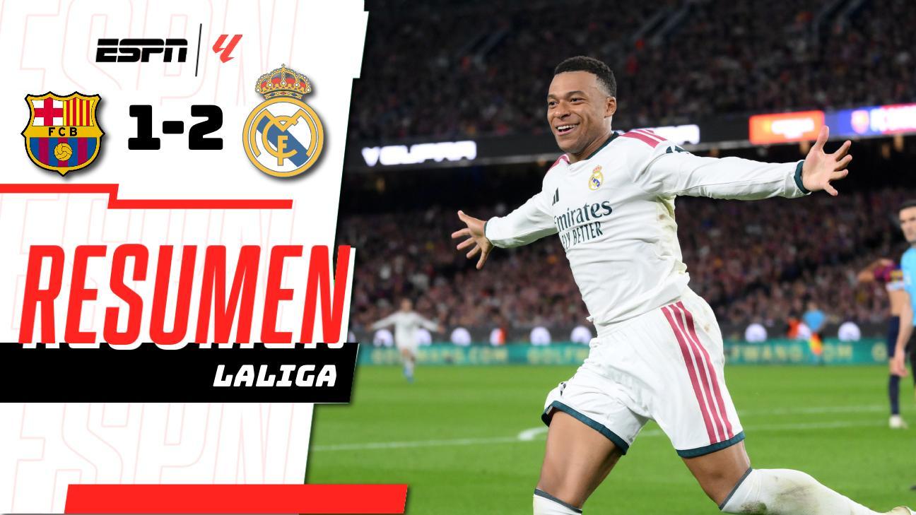 ¡Doblete de Mbappé le da la victoria 2-1 al Real Madrid ante el Barcelona en un Clásico de espectáculo!
