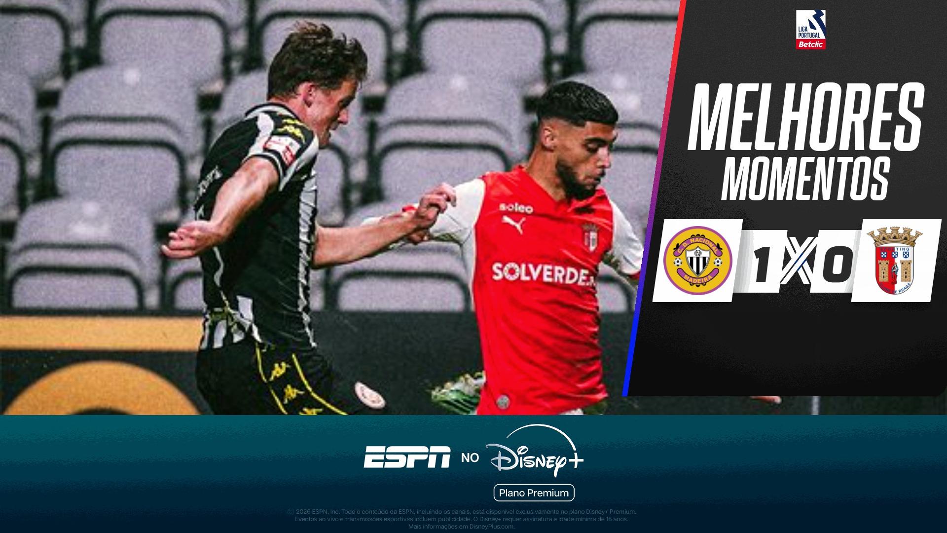 Nacional  1 x 0 Braga no Campeonato Português: VEJA os melhores momentos