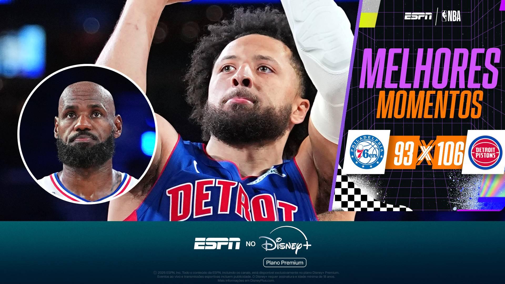 Em jogaço de Cunningham, Pistons vencem os 76ers, e LeBron James tem primeira derrota na temporada; melhores momentos