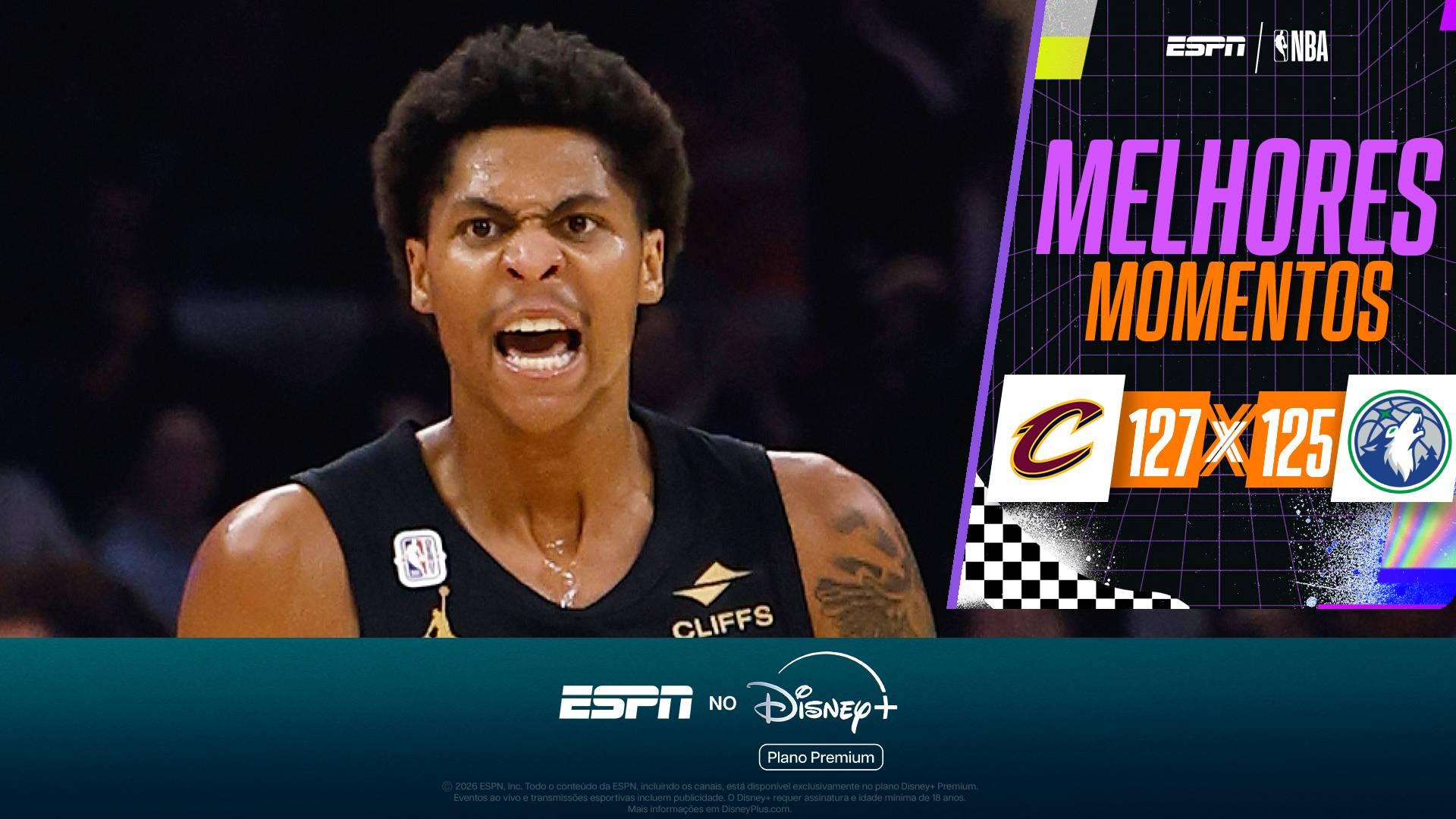 Cavs reagem no fim, ofuscam partidaça de Edwards, e vencem os Timberwolves na prorrogação
