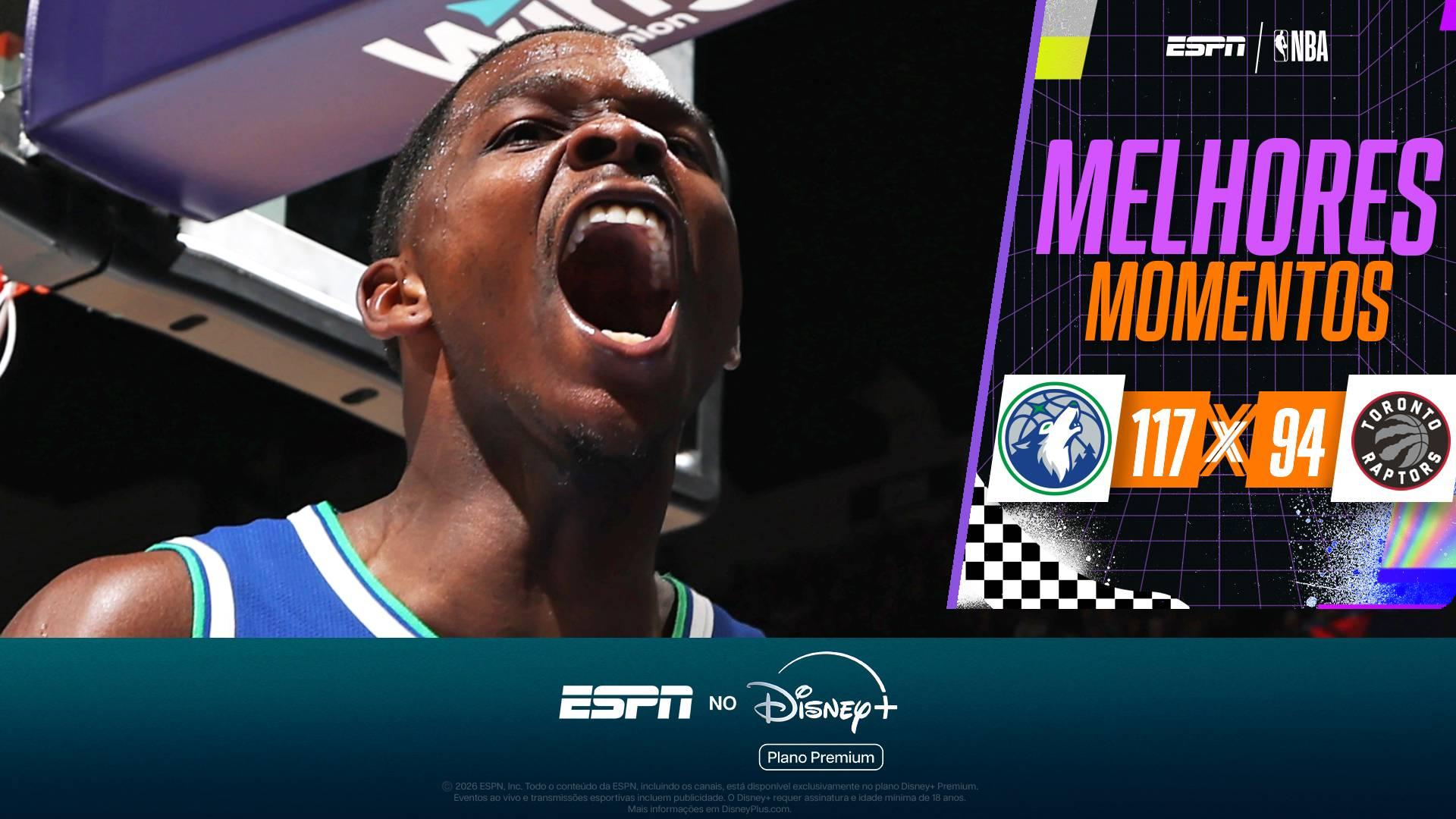 Com defesa fortíssima e show de Anthony Edwards, Timberwolves amassam os Raptors; melhores momentos