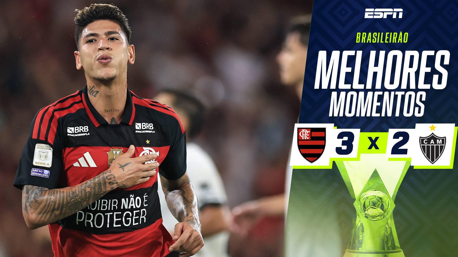 Carrascal converte pênalti no fim, e Flamengo vence Atlético-MG pelo Brasileirão; VEJA os melhores momentos