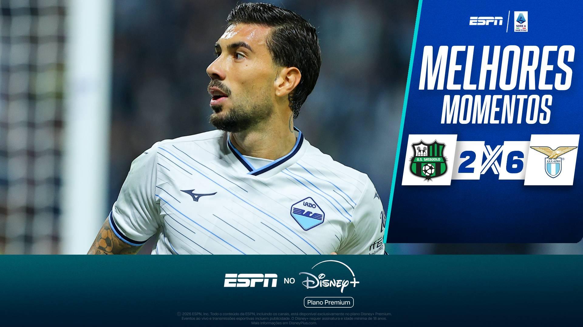 Lazio de Gattuso perde dois pênaltis, mas arrasa o Sassuolo em jogo insano de oito gols no Italiano; VEJA