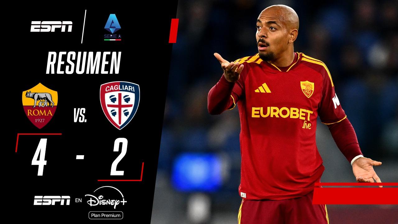 Roma venció 4-2 al Cagliari y sigue prendido en la Serie A