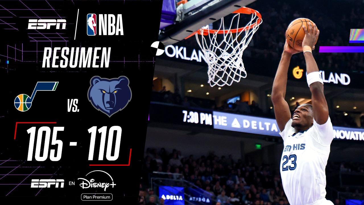 ¡Con doble-doble de Coward, Memphis estiró en Utah su invicto en la NBA!