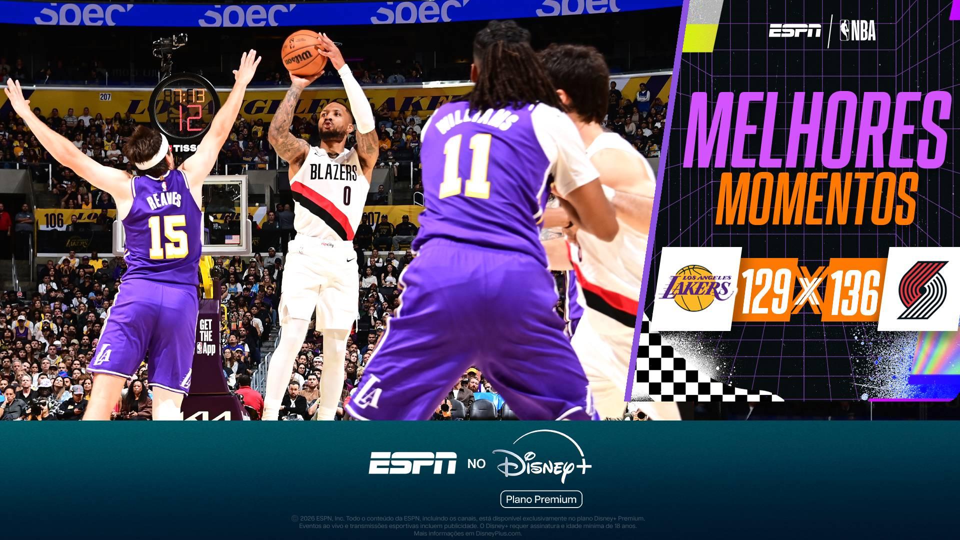 Dame Time! Lillard decide no fim em virada dos Trail Blazers sobre os Lakers; melhores momentos