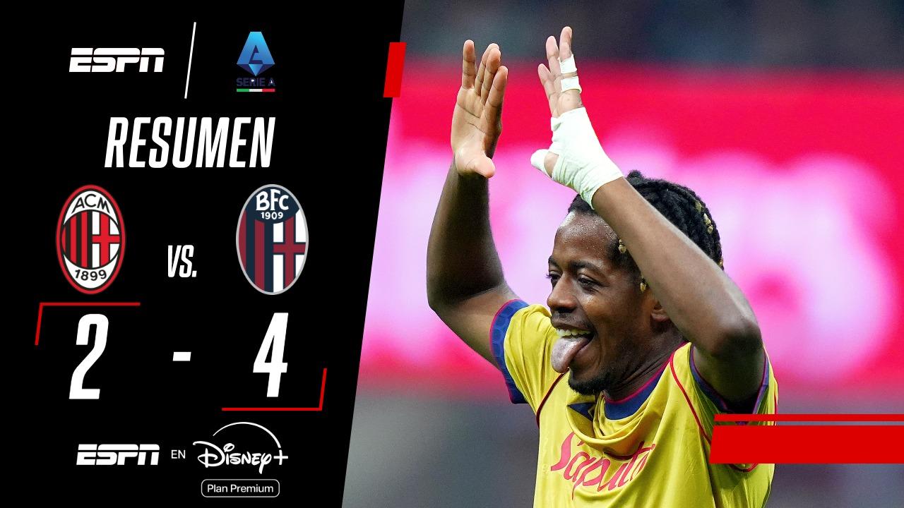 Con un brillante Mbangula, Bologna derrotó al Milan y le cortó el invicto en la Serie A