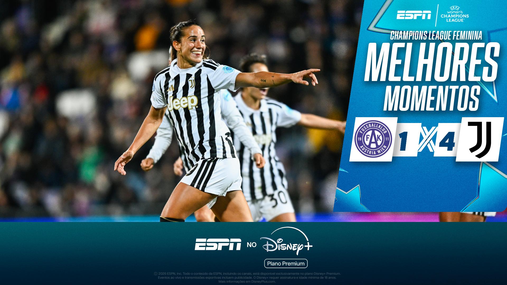 Juventus atropela Austria Wien e se aproxima do G-4 da Champions League Feminina; VEJA melhores momentos