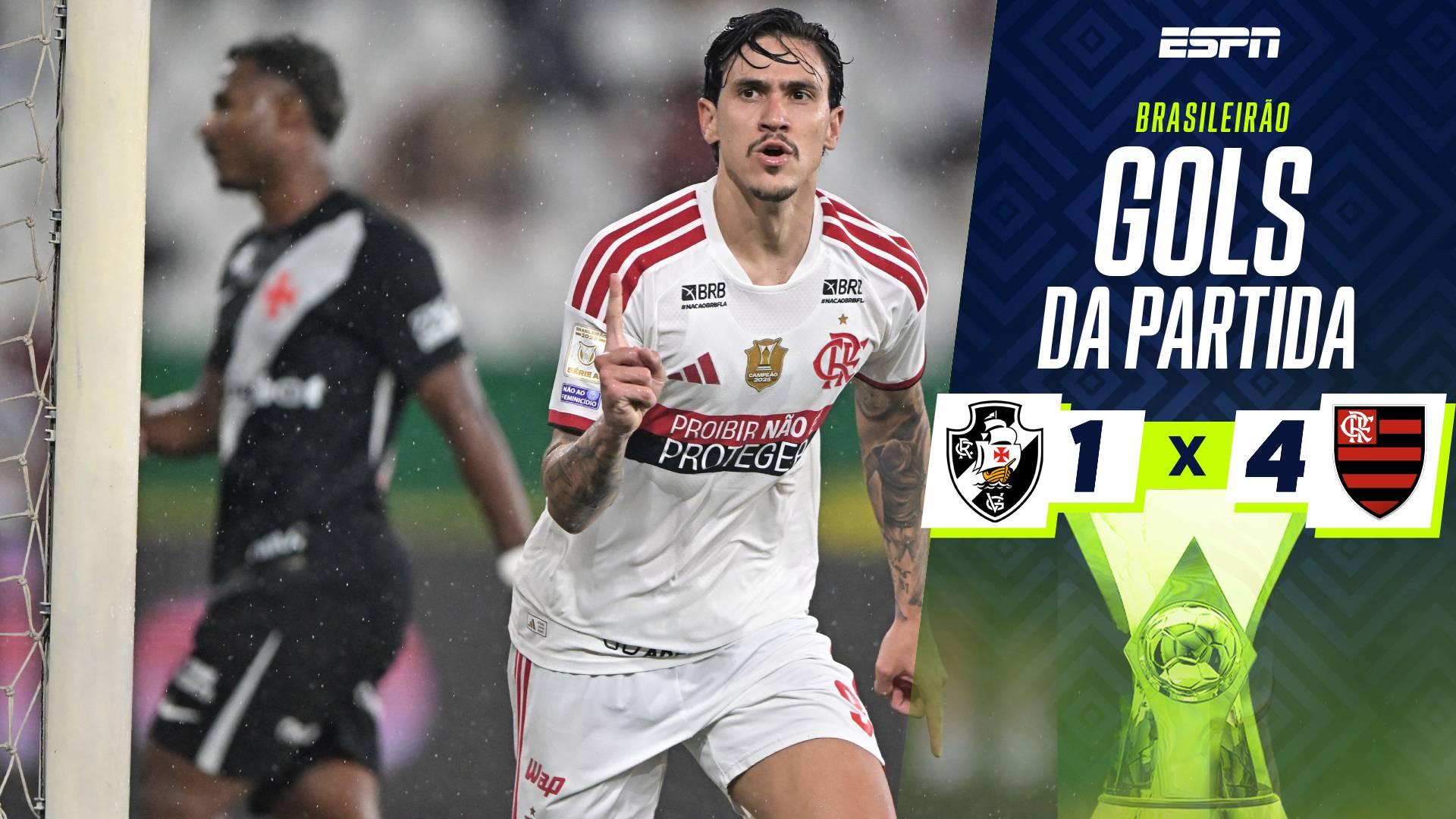 Flamengo castiga Vasco no Nilton Santos em noite de Pedro e abre vantagem sobre Palmeiras