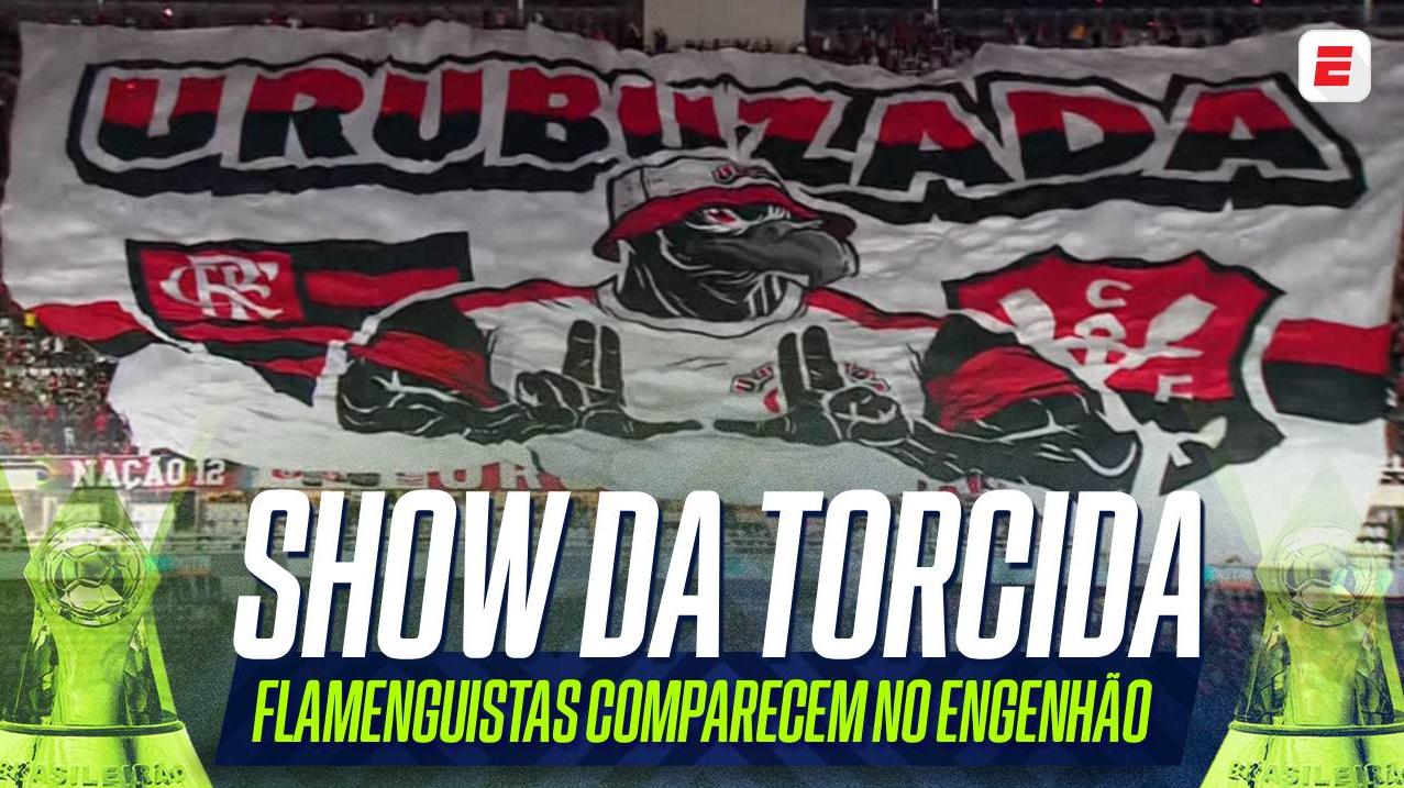 Torcida do Flamengo comparece no clássico contra o Vasco e dá show com bandeirão mesmo como visitante