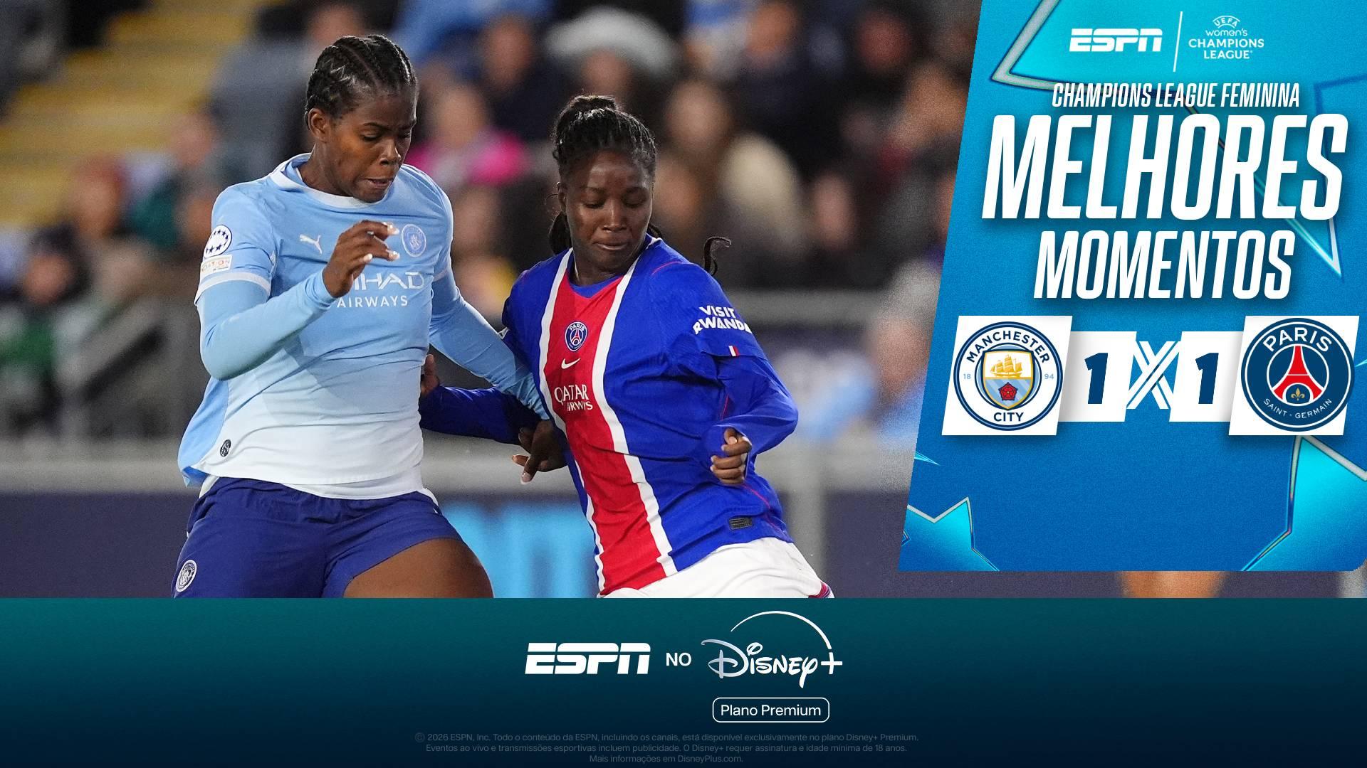 PSG arranca empate no fim contra o Manchester City pela Champions League Feminina; VEJA os melhores momentos