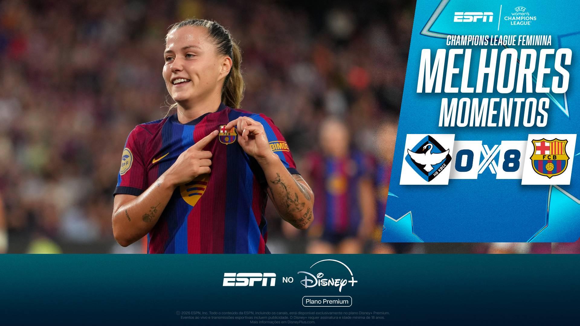 Barcelona atropela o HB Koge e mantém a liderança da Champions League Feminina; VEJA os melhores momentos