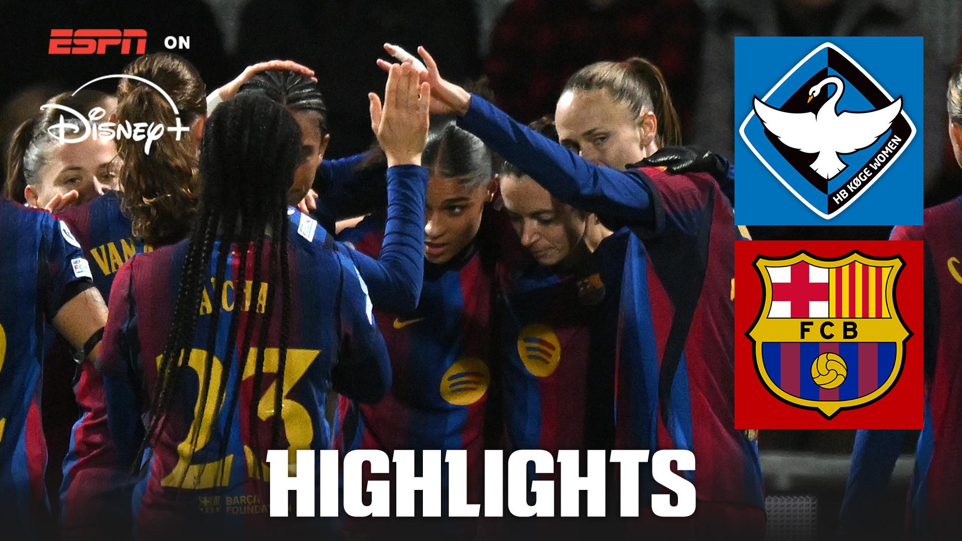 Barcelona score eight vs. HB Køge in UWCL