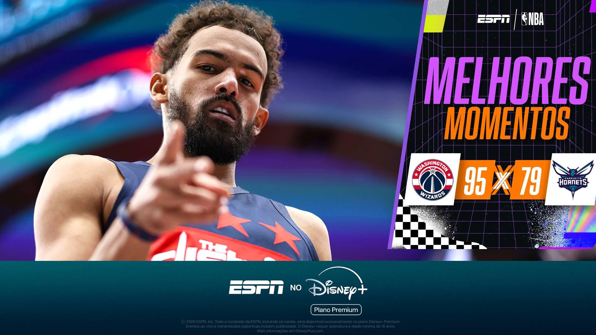 Maestro da noite, Trae Young flerta com triplo-duplo em vitória dos Wizards sobre os Hornets
