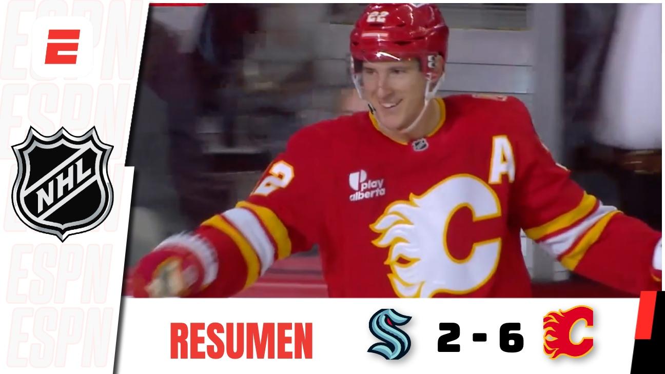 Flames golean 6-2 a Kraken con un contundente cierre ofensivo