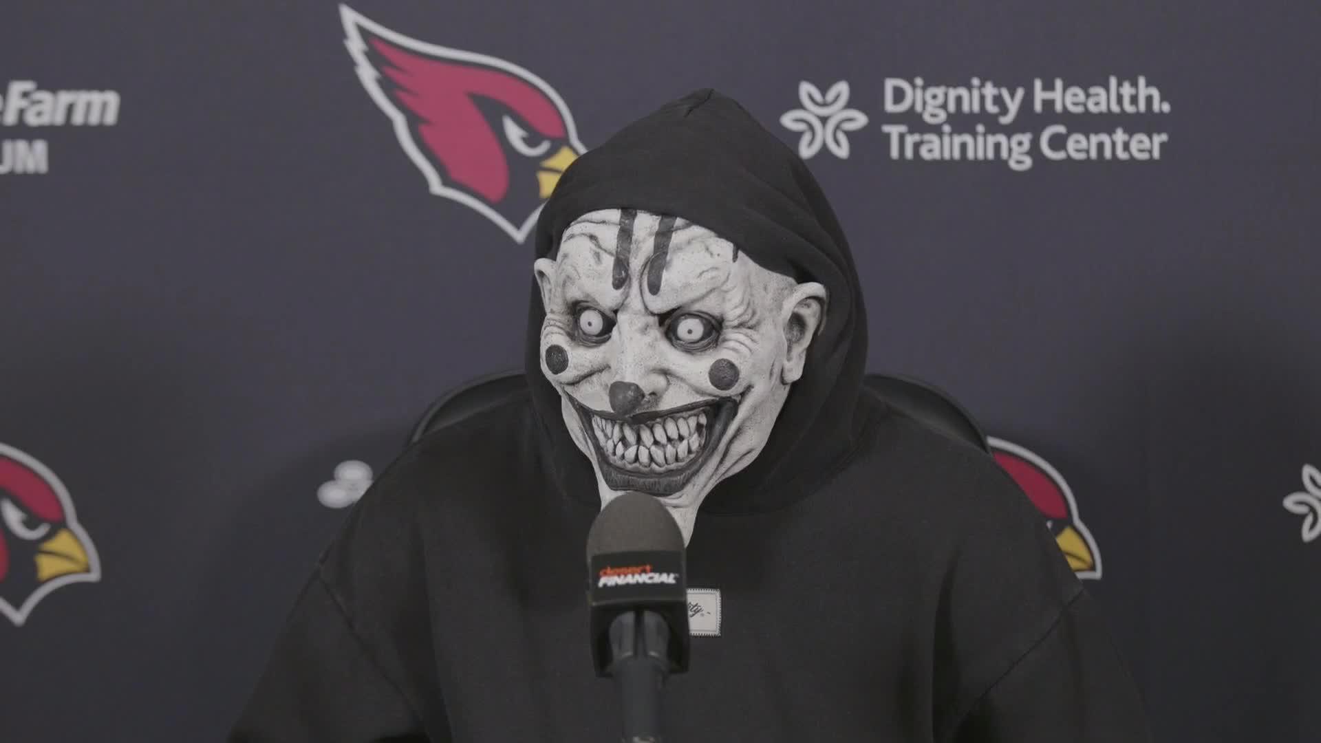 Budda Baker fields trade rumor questions in costume